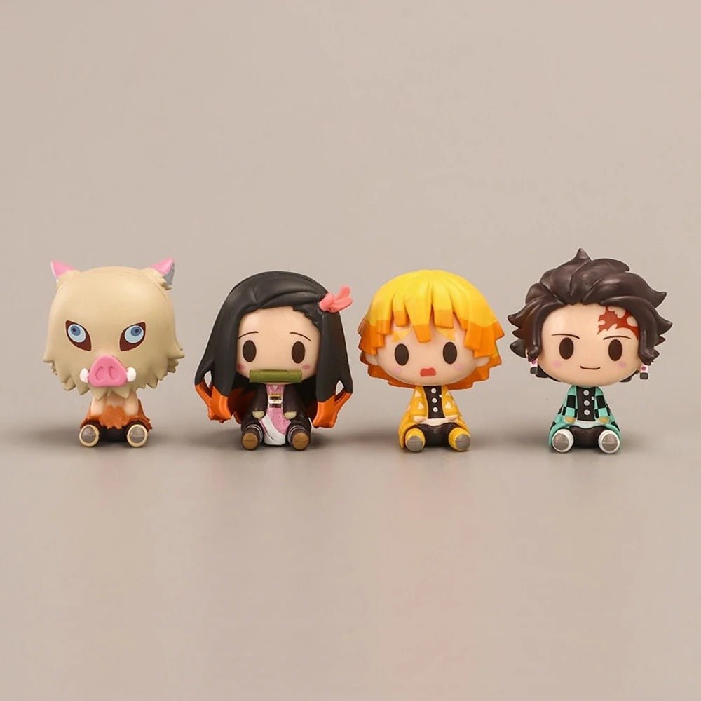4pcs Set Demon Slayer Cute Mini Figures / Nezuko / Tanjirou / Zenitsu / Inosuke Chibi - ZenAnimeMarket