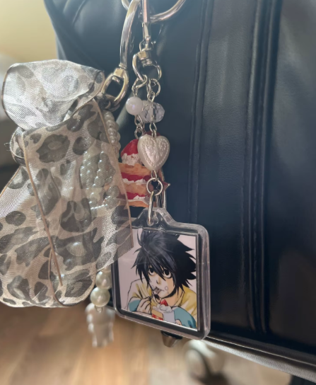 Death Note L Lawliet Cute Keychain with Cake Charms – Anime Accessory Collectible
