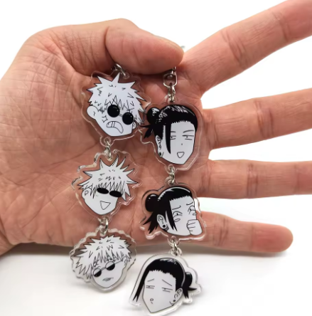Jujutsu Kaisen Matching 3-Head Keychain Set – 2pcs Gojo & Geto Cute Chibi Anime Keychains
