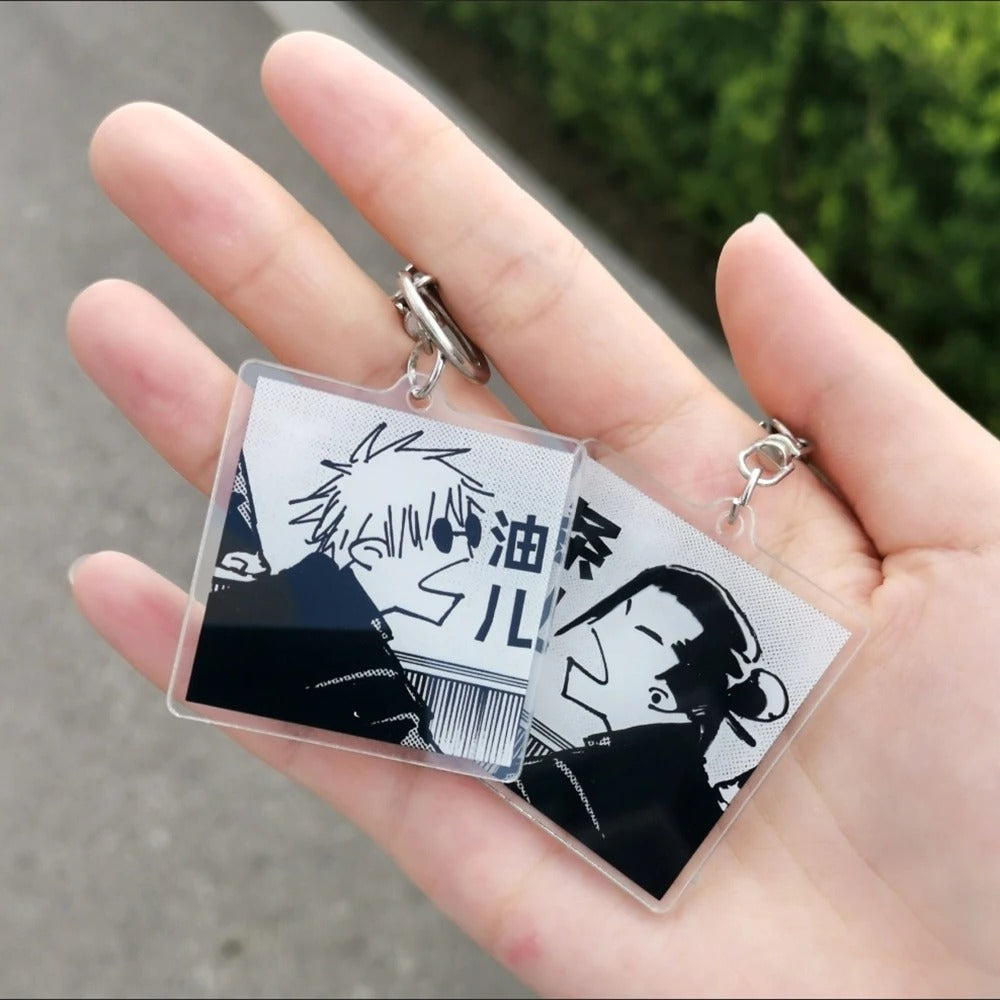 2pcs Jujutsu Kaisen Matching Gojo & Geto Funny Arguing Keychains Set – Cute Anime Acrylic Charm Set