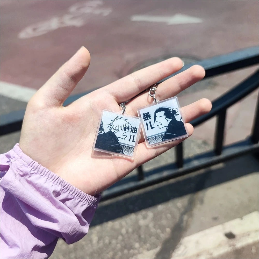 2pcs Jujutsu Kaisen Matching Gojo & Geto Funny Arguing Keychains Set – Cute Anime Acrylic Charm Set