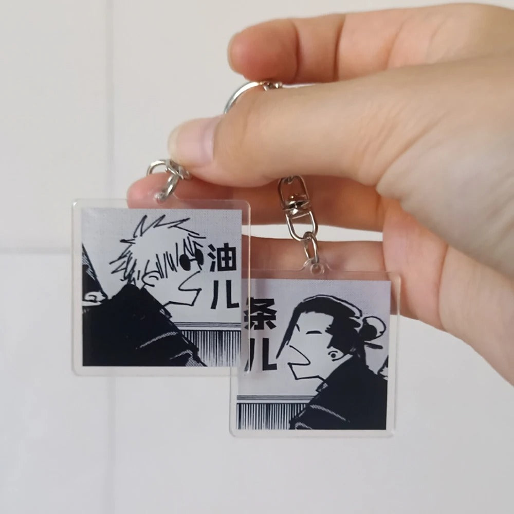 2pcs Jujutsu Kaisen Matching Gojo & Geto Funny Arguing Keychains Set – Cute Anime Acrylic Charm Set