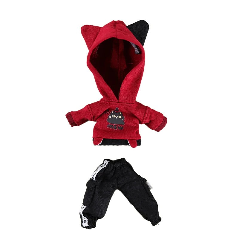 Nendoroid Clothes Set – Red & Green Hoodie + Pants Outfit for Custom Anime Figures