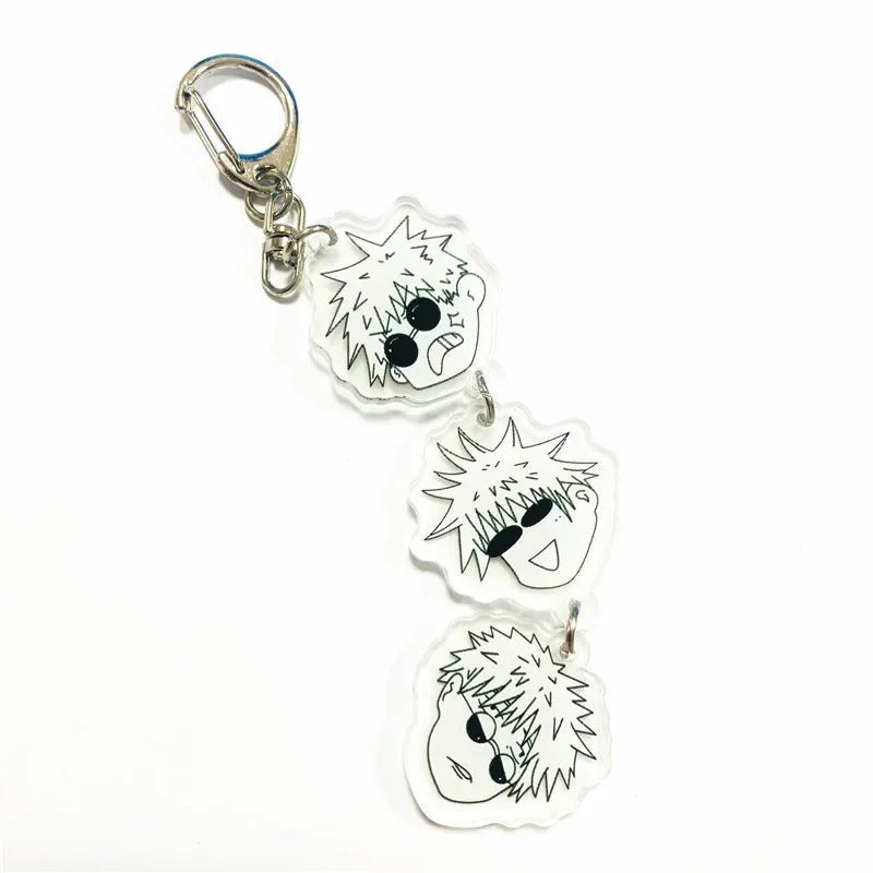 Jujutsu Kaisen Matching 3-Head Keychain Set – 2pcs Gojo & Geto Cute Chibi Anime Keychains
