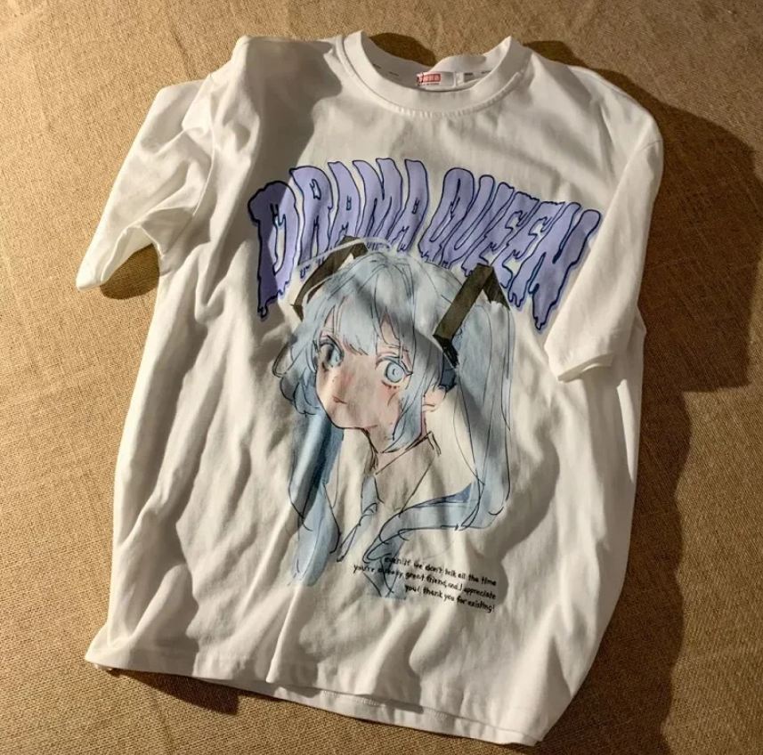 "Drama Queen" Women's Anime T-Shirt Y2K Streetwear