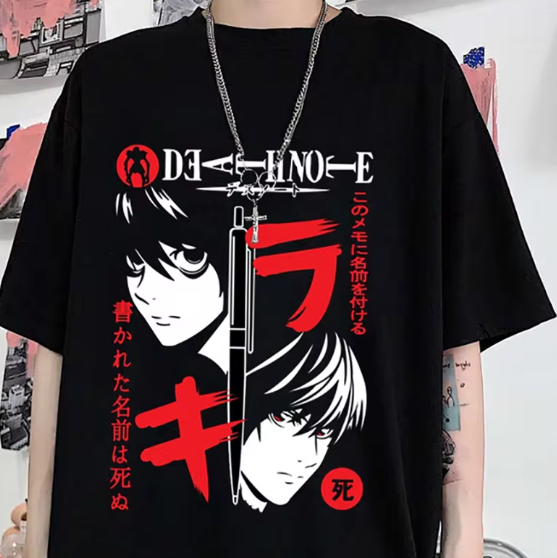 L & Light Yagami Death Note Unisex Graphic Anime T-Shirt