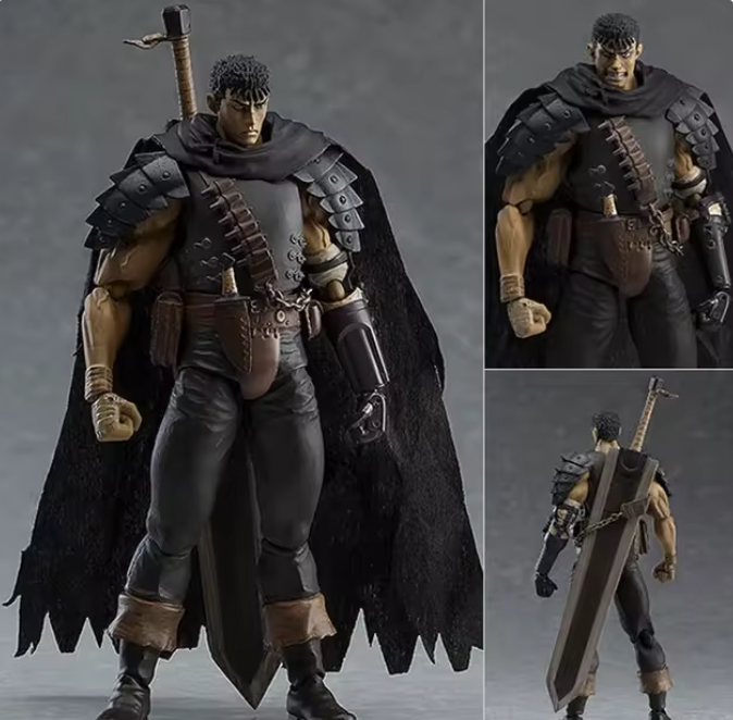 Guts Berserk Customizable Action Figure with Cape and Sword 17cm