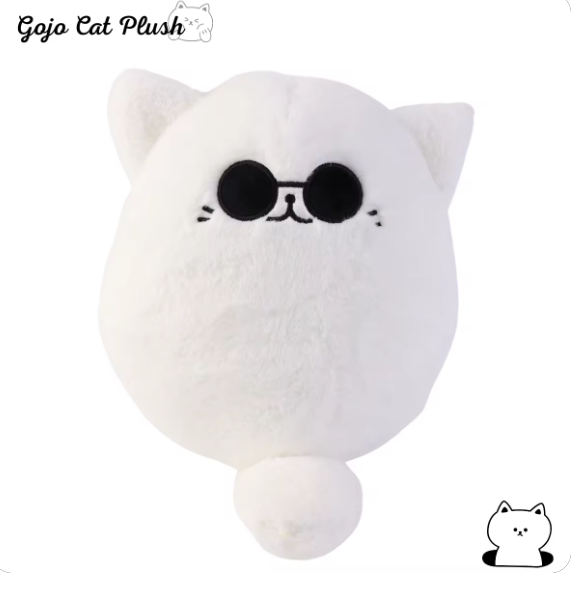 Gojo's White Cat Jujutsu Kaisen Cute Plushy Soft Toy Wearing Sunglasses