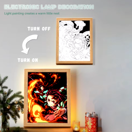 Tanjiro Kamado Demon Slayer Light Up Anime Framed Poster Sun Breathing Technique (25x17cm)