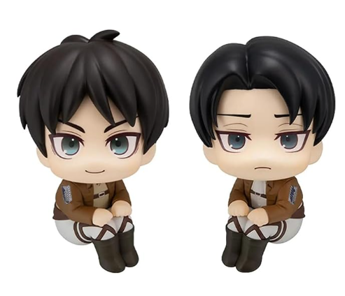 Attack on Titan Chibi Look Up Figures – Eren Yeager & Levi Ackerman Cute Anime Figures AOT