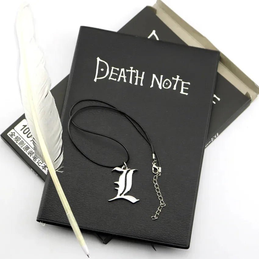 Death Note Book + L Lawliet Necklace + Feather Pen Anime Collectable Props - ZenAnimeMarket