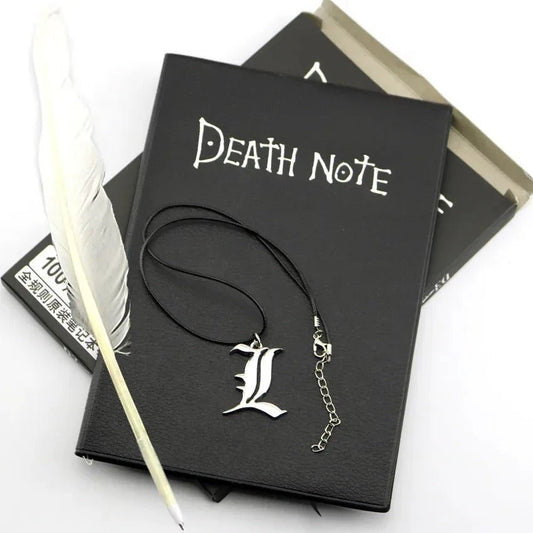 Death Note Book + L Lawliet Necklace + Feather Pen Anime Collectable Props - ZenAnimeMarket