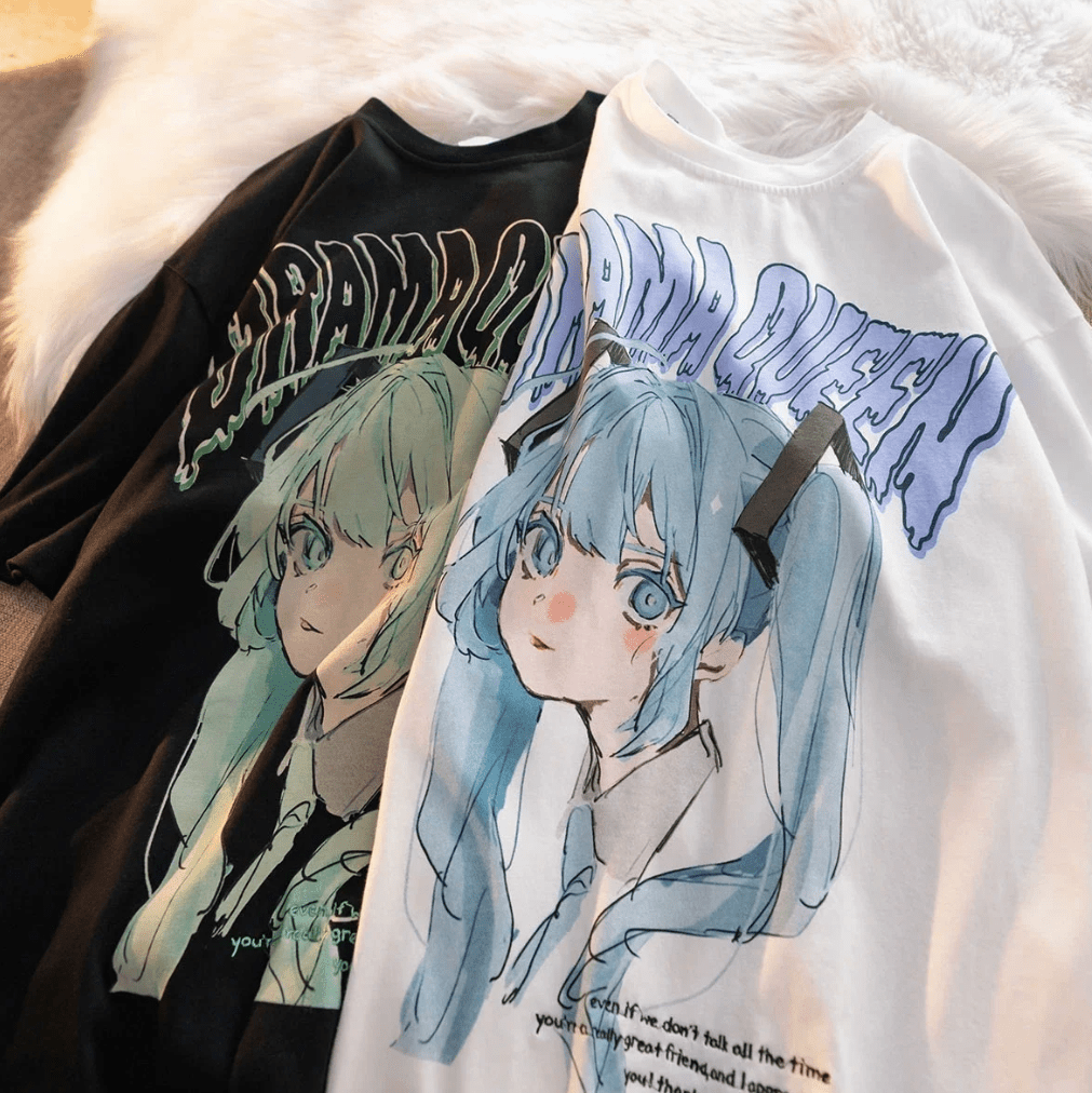"Drama Queen" Women's Anime T-Shirt Y2K Streetwear - ZenAnimeMarket