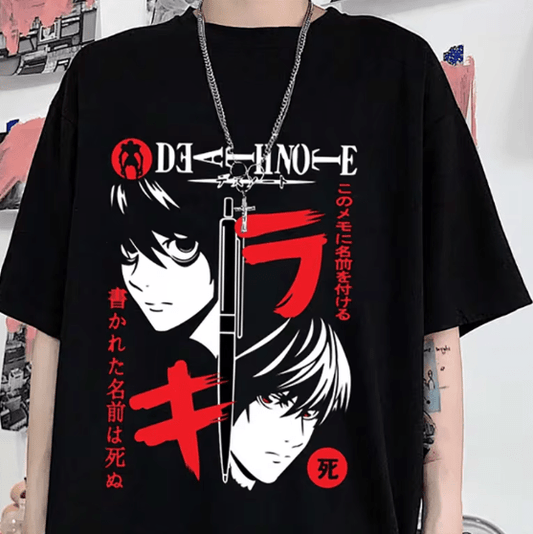 L & Light Yagami Death Note Unisex Graphic Anime T-Shirt - ZenAnimeMarket