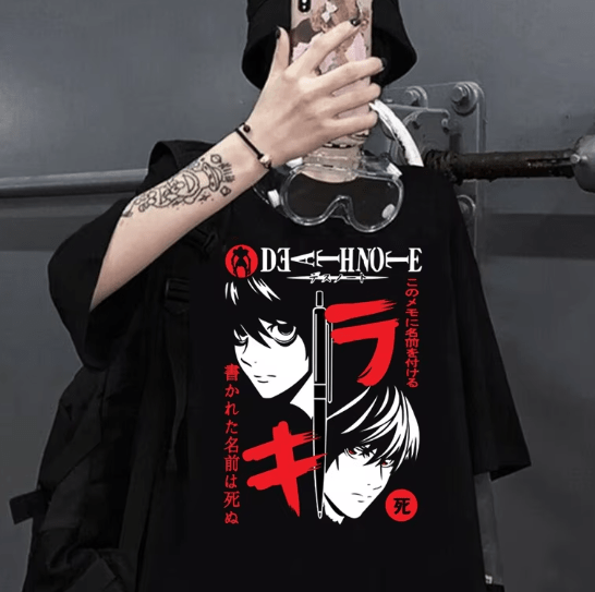 L & Light Yagami Death Note Unisex Graphic Anime T-Shirt - ZenAnimeMarket