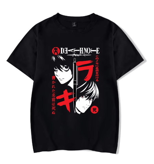 L & Light Yagami Death Note Unisex Graphic Anime T-Shirt - ZenAnimeMarket