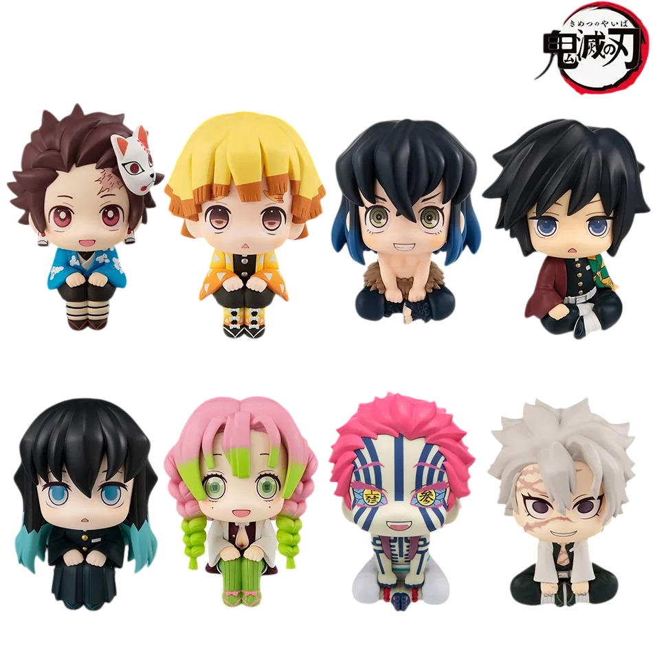 Demon Slayer Chibi Look Up Figures – Tanjiro Kamado, Zenitsu Agatsuma, Inosuke Hashibira, Akaza, Muichiro Tokito, and Giyu Tomioka Kimetsu no Yaiba KNY