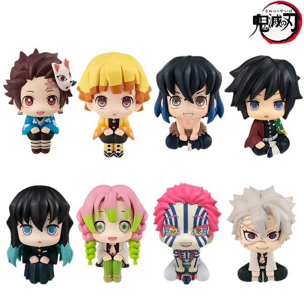 Demon Slayer Chibi Look Up Figures – Tanjiro Kamado, Zenitsu Agatsuma, Inosuke Hashibira, Akaza, Muichiro Tokito, and Giyu Tomioka Kimetsu no Yaiba KNY
