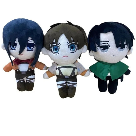 Attack on Titan Plushies – Eren Yeager, Mikasa Ackerman & Levi Ackerman 20cm Soft Anime Dolls AOT