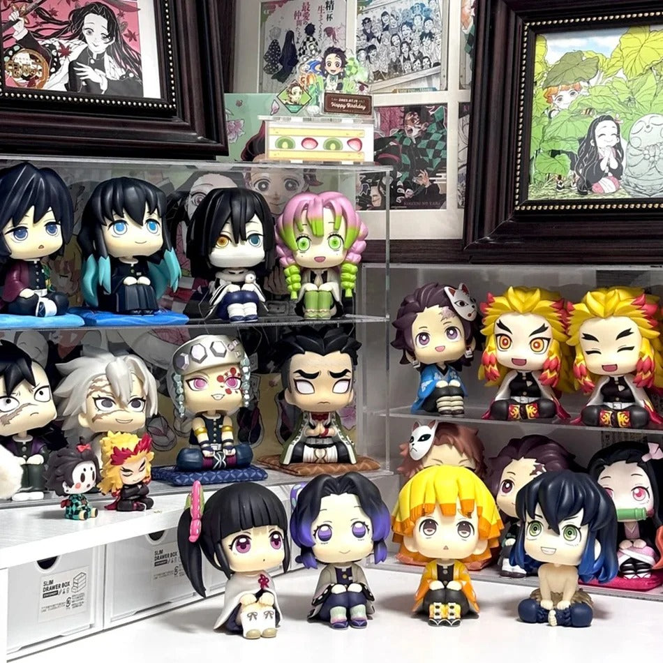 Demon Slayer Chibi Look Up Figures – Tanjiro Kamado, Zenitsu Agatsuma, Inosuke Hashibira, Akaza, Muichiro Tokito, and Giyu Tomioka Kimetsu no Yaiba KNY