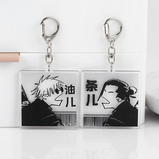 2pcs Jujutsu Kaisen Matching Gojo & Geto Funny Arguing Keychains Set – Cute Anime Acrylic Charm Set