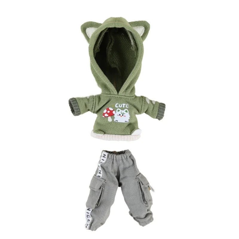 Nendoroid Clothes Set – Red & Green Hoodie + Pants Outfit for Custom Anime Figures - ZenAnimeMarket