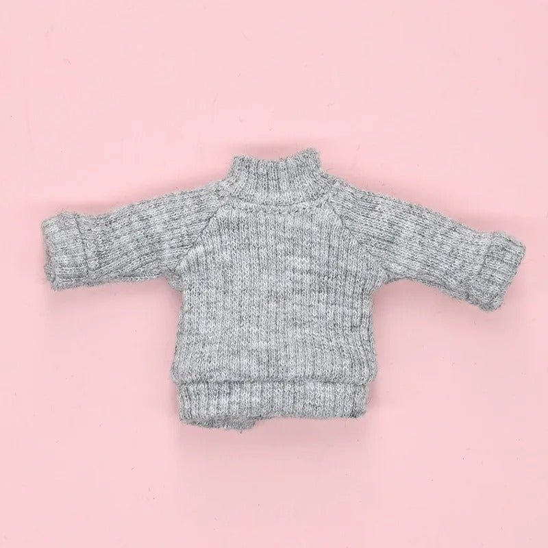 Nendoroid Clothing Set – Cute Plain Knitted Sweater & Jeans Outfit Chibi Doll Clothes - ZenAnimeMarket