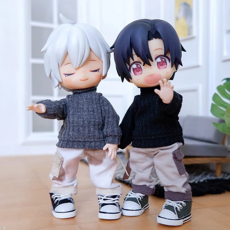 Nendoroid Clothing Set – Cute Plain Knitted Sweater & Jeans Outfit Chibi Doll Clothes - ZenAnimeMarket