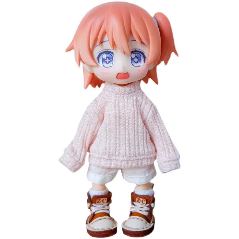 Nendoroid Clothing Set – Cute Plain Knitted Sweater & Jeans Outfit Chibi Doll Clothes - ZenAnimeMarket