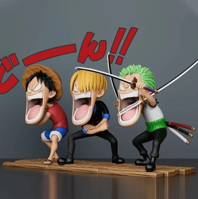One Piece Luffy Sanji Zoro Screaming Funny Action Figure SET OF 3 - ZenAnimeMarket