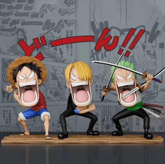 One Piece Luffy Sanji Zoro Screaming Funny Action Figure SET OF 3 - ZenAnimeMarket
