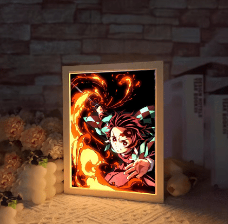 Tanjiro Kamado Demon Slayer Light Up Anime Framed Poster Sun Breathing Technique (25x17cm) - ZenAnimeMarket